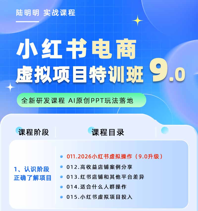 小红书虚拟项目特训班9.0,全面拥抱AI,批量产出原创PPT货源,单品/单店纯利润几万到几十W