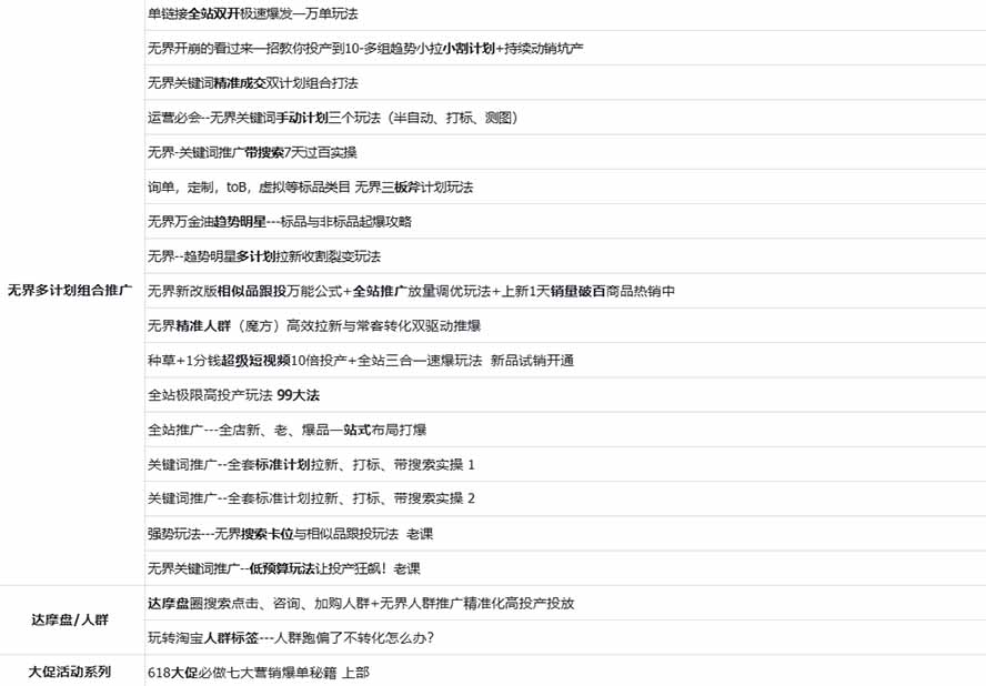 2026淘天开单秘籍PRO实战陪跑课程:全套落地运营玩法,一站式解决淘宝流量低、不出单难题(更新260823)