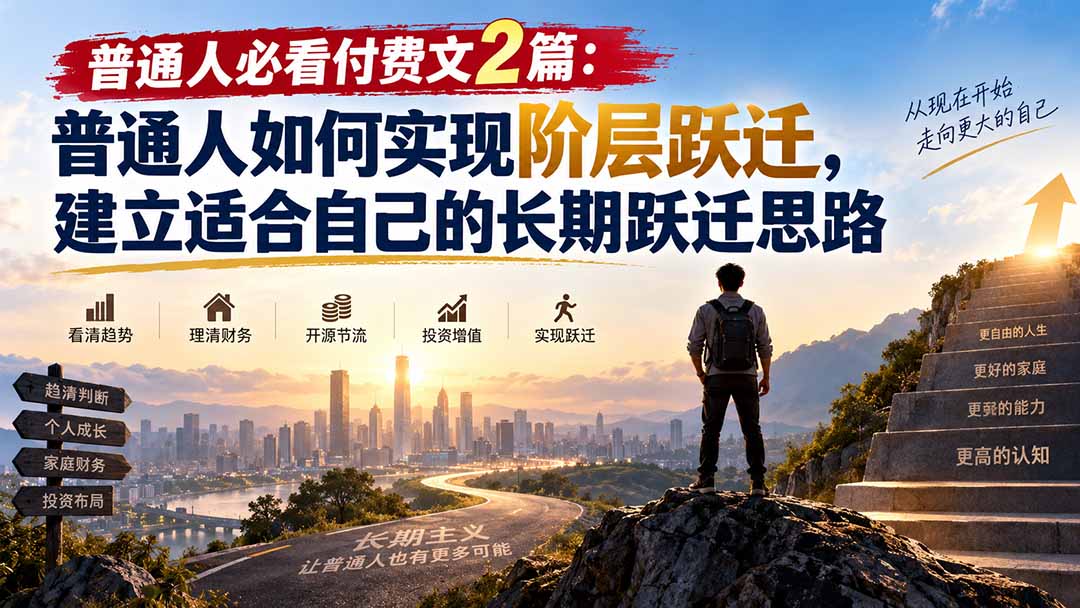 普通人必看付费文2篇:普通人如何实现阶层跃迁,建立适合自己的长期跃迁思路