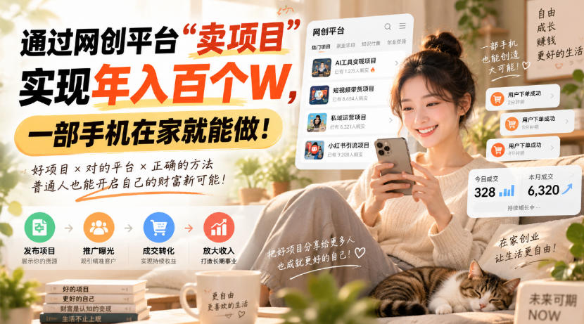 靠卖网创项目变现,一年拿下百万收益!一台手机就能操作! 靠卖网创项目变现,一年拿下百万收益!一台手机就能操作!