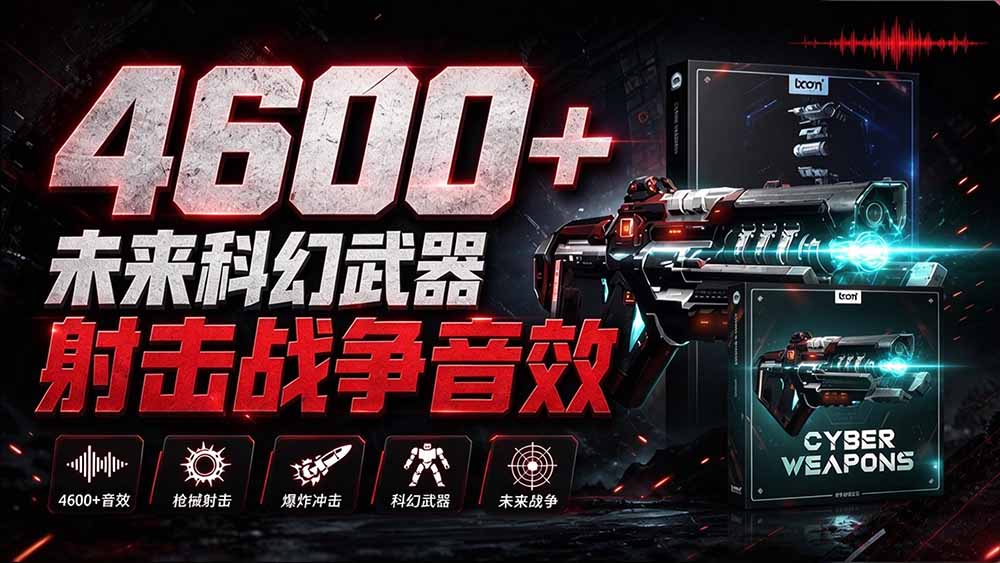 顶级音效合集!4600+种未来科幻武器开枪射击战斗音效素材合集,全部中文汉化 Boom Library – Cyber W