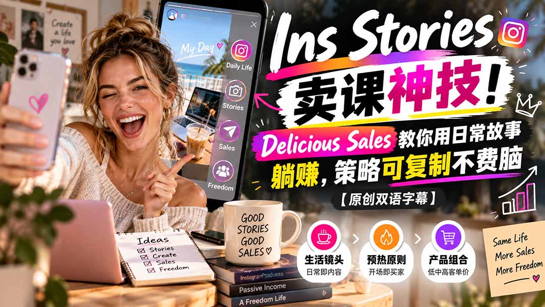 Ins Stories 卖课神技!Delicious Sales 教你用日常故事躺赚,策略可复制不费脑【原创双语字幕】