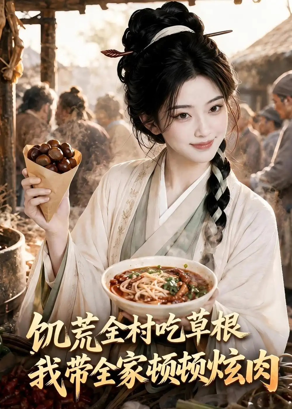 饥荒全村吃草根我带全家顿顿炫肉（105就）-海之城短剧项目
