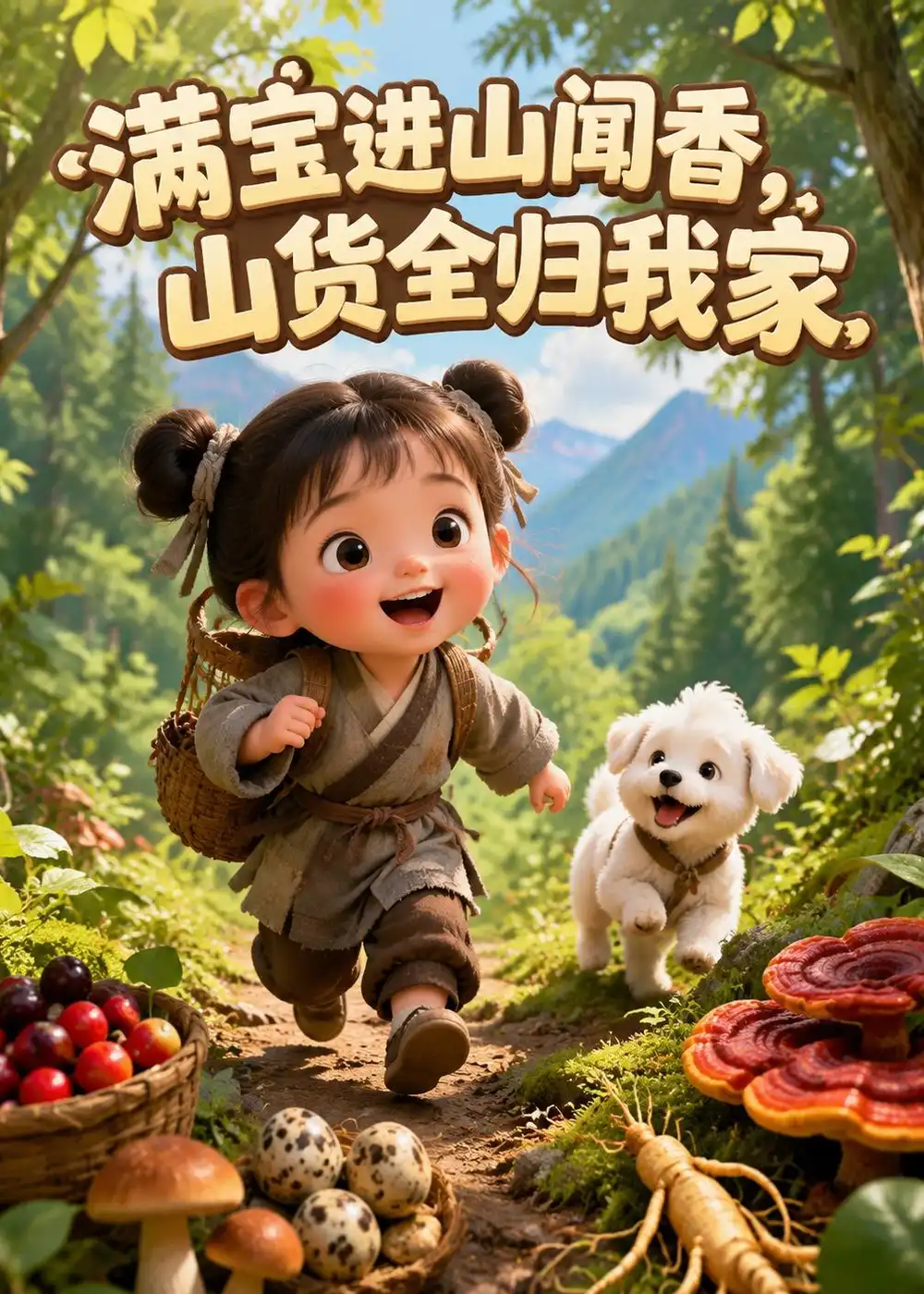 满宝进山闻香山货全归我家 满宝进山闻香山货全归我家