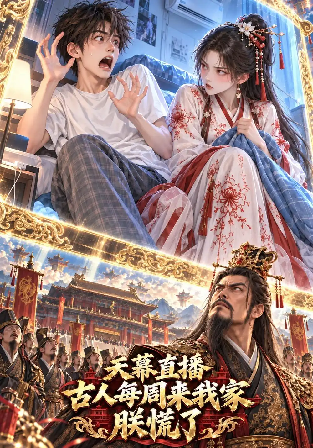 天幕直播古人每周来我家朕慌了（412集）-海之城短剧项目