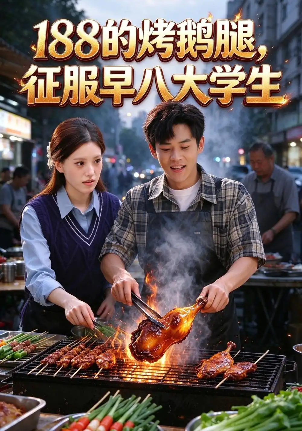 188的烤鹅腿征服早八大学生（84集）徐浩楠＆王新月-海之城短剧项目