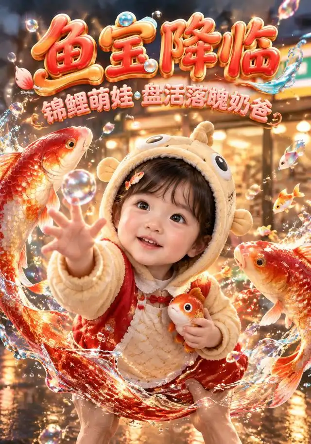 鱼宝降临锦鲤萌娃盘活落魄奶爸（306集）-海之城短剧项目