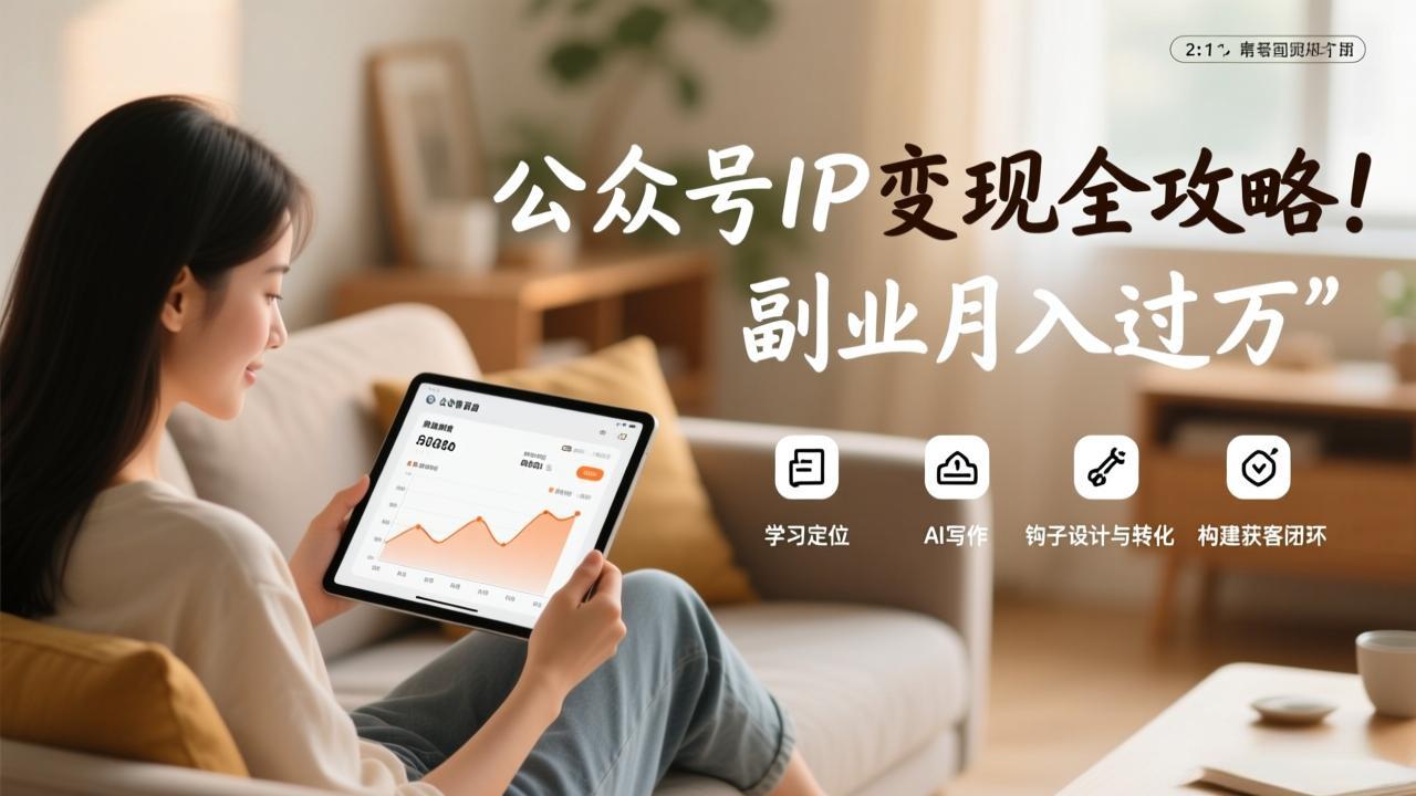 公众号IP变现全攻略，学习定位、AI写作、钩子设计与转化，构建获客闭环，副业月入过万-海之城短剧项目