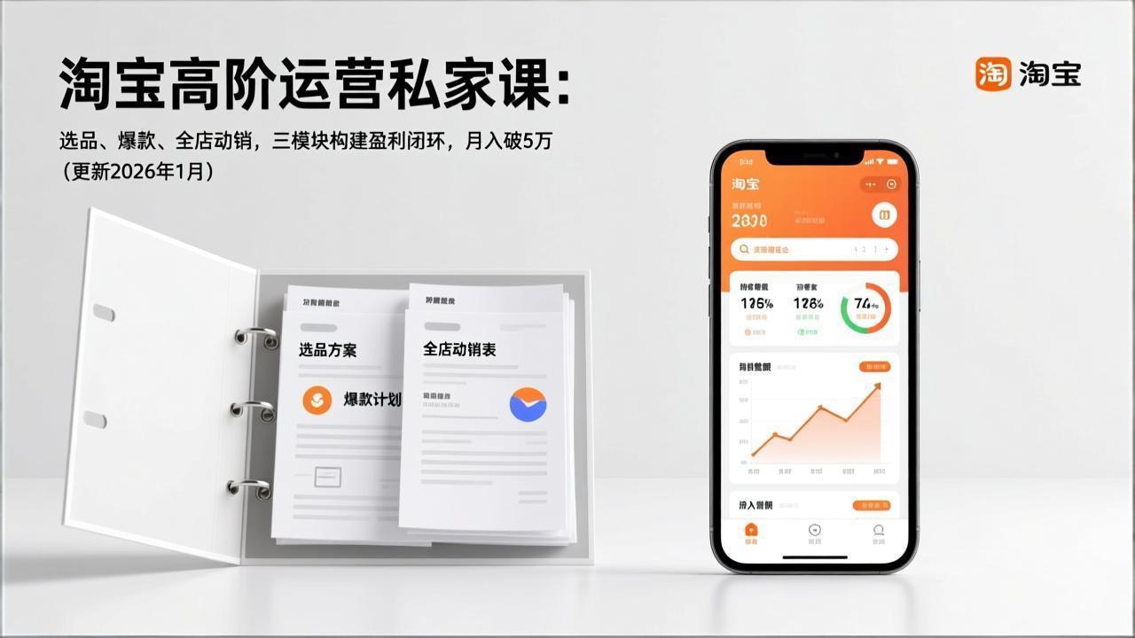 淘宝高阶运营私家课：选品、爆款、全店动销，三模块构建盈利闭环，月入破5万（更新26年1月）-海之城短剧项目