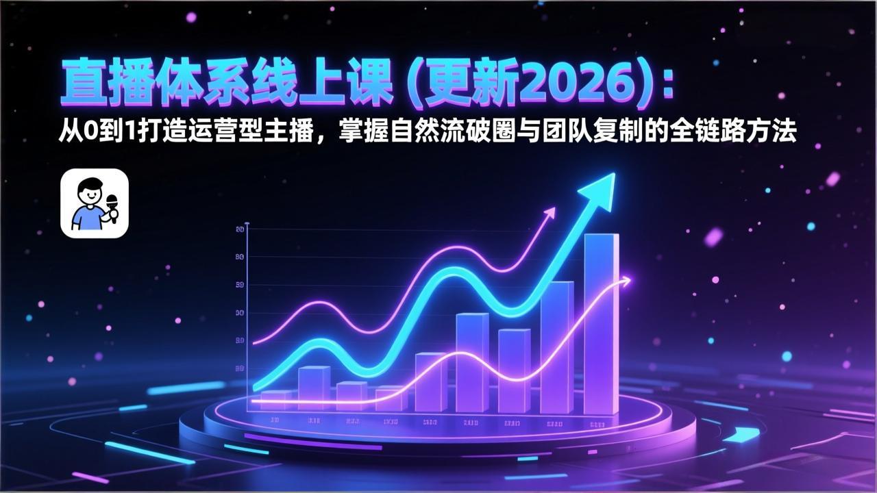 直播体系线上课(更新2026)：从0到1打造运营型主播，掌握自然流破圈与团队复制的全链路方法-海之城短剧项目