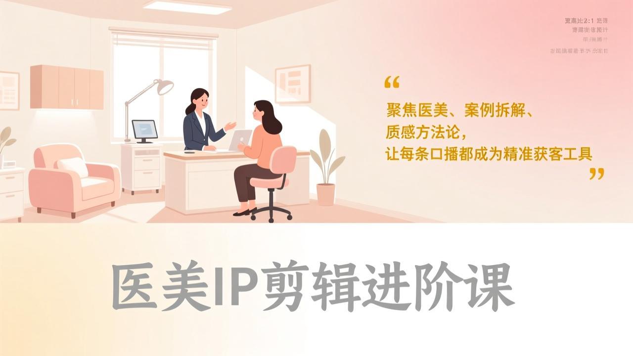 医美IP剪辑进阶课，聚焦医美、案例拆解、质感方法论，让每条口播都成为精准获客工具-海之城短剧项目