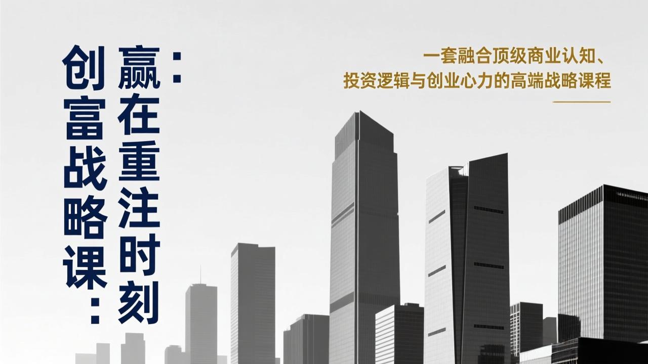 《创富战略课：赢在重注时刻》一套融合顶级商业认知、投资逻辑与创业心力的高端战略课程 - 中创网