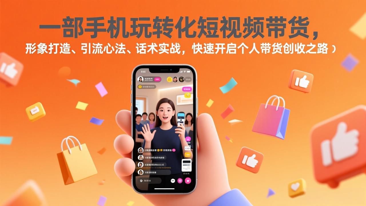 一部手机玩转化短视频带货，形象打造、引流心法、话术实战，快速开启个人带货创收之路-海之城短剧项目