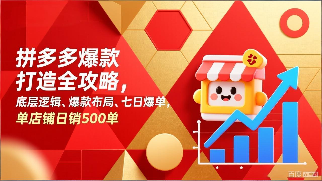 拼多多爆款打造全攻略，底层逻辑、爆款布局、七日爆单，单店铺日销500单-海之城短剧项目