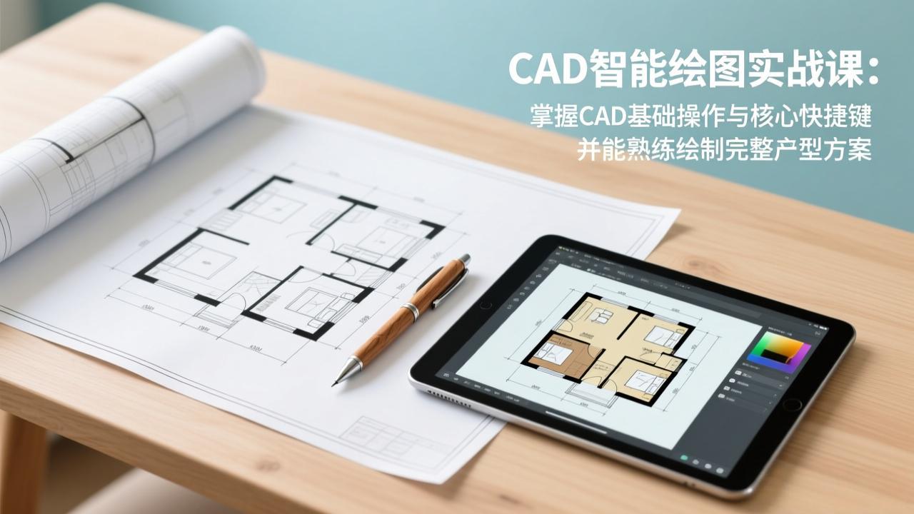 CAD智能绘图实战课：掌握CAD基础操作与核心快捷键，并能熟练绘制完整户型方案-海之城短剧项目