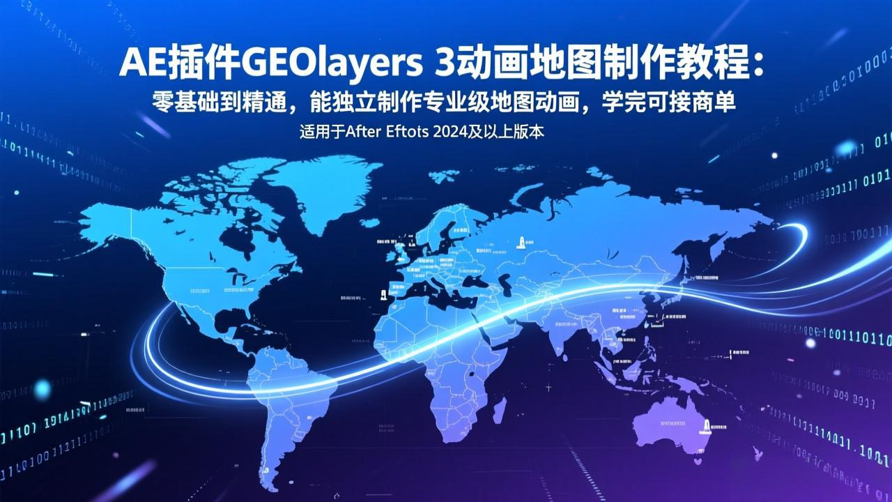AE插件GEOlayers 3动画地图制作教程：零基础到精通，能独立制作专业级地图动画，学完可接商单-海之城短剧项目