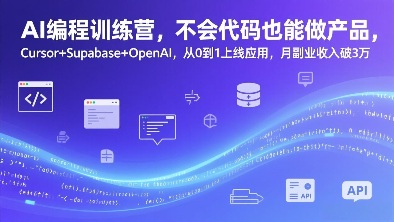 AI编程训练营，不会代码也能做产品，Cursor+Supabase+OpenAI，从0到1上线应用，月副业收入破3万-海之城短剧项目