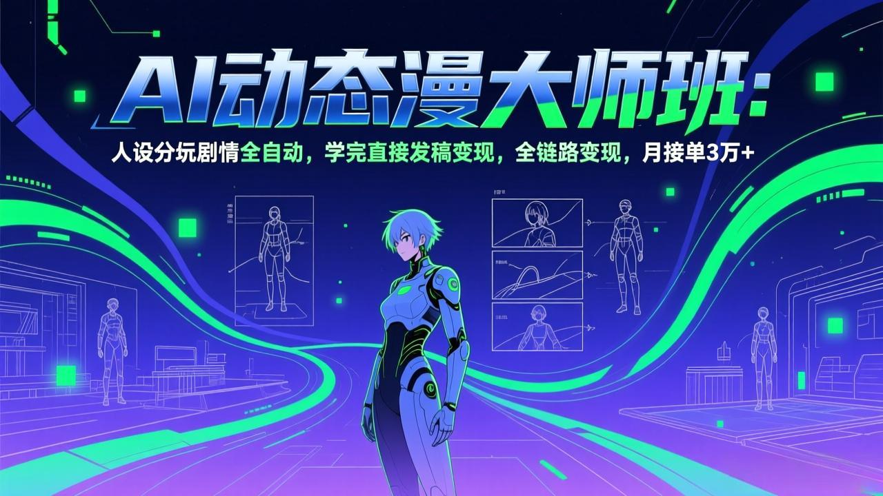 AI动态漫剧大师班：人设分镜剧情全自动，学完直接发稿变现，全链路变现，月接单3万+-海之城短剧项目