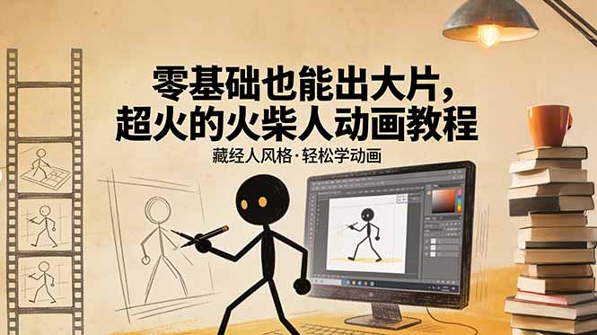 零基础也能出大片，超火的火柴人动画教程（藏经人风格）-海之城短剧项目