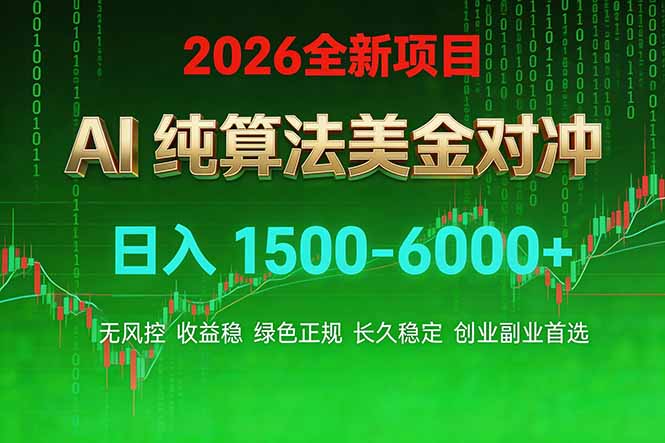 2026 全新美金对冲项目，不套平台赠金，不封号，纯算法对冲，日入 1500-6000+-海之城短剧项目