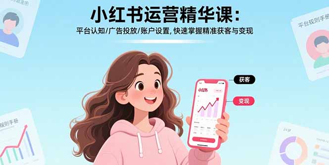 小红书运营精华课-更新：平台认知/广告投放/账户设置,快速掌握精准获客与变现-海之城短剧项目