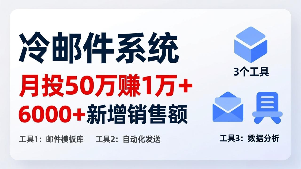 月投 50 刀赚 1 万 +！冷邮件系统：6000 + 新增销售额，靠 3 个工具轻松搞-海之城短剧项目