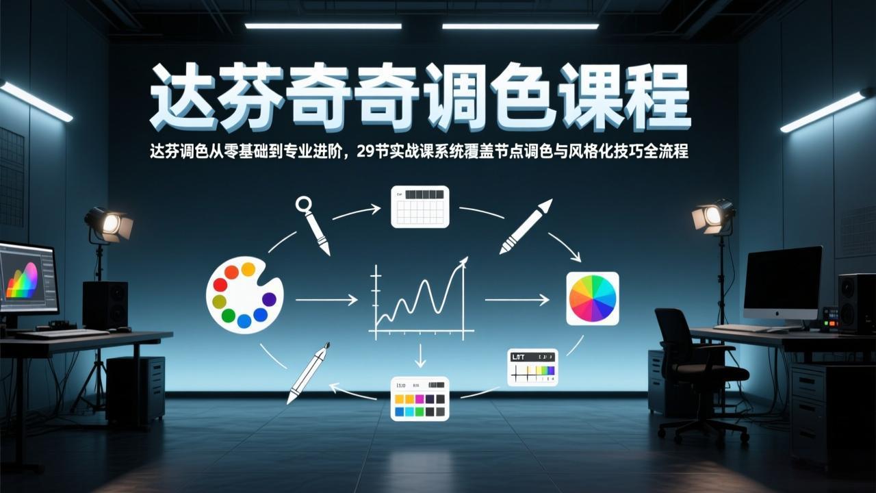 达芬奇调色从零基础到专业进阶，29节实战课系统覆盖节点调色与风格化技巧全流程-海之城短剧项目