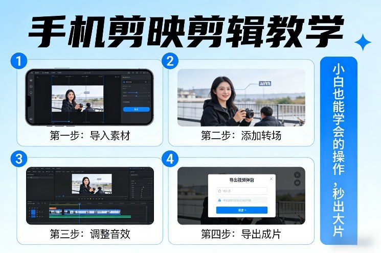 手机剪映剪辑教学，小白也能学会的操作，秒出大片-海之城短剧项目