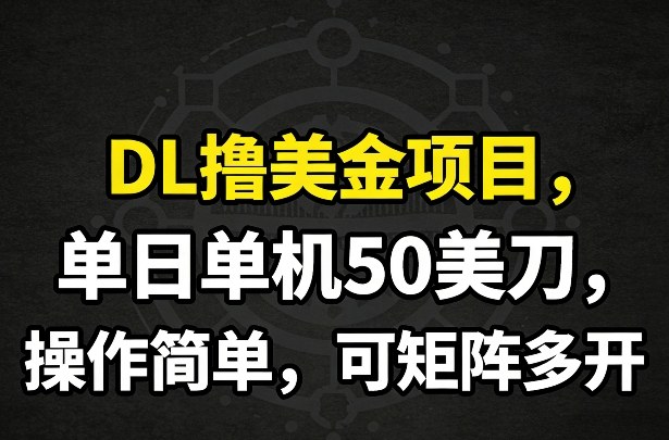 DL撸美金项目，单日单机50美刀，操作简单，可矩阵多开-海之城短剧项目