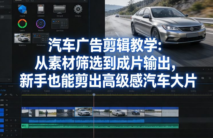 汽车广告剪辑教学：从素材筛选到成片输出，新手也能剪出高级感汽车大片-海之城短剧项目