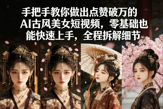 手把手教你做出点赞破万的AI古风美女短视频，零基础也能快速上手，全程拆解细节-海之城短剧项目