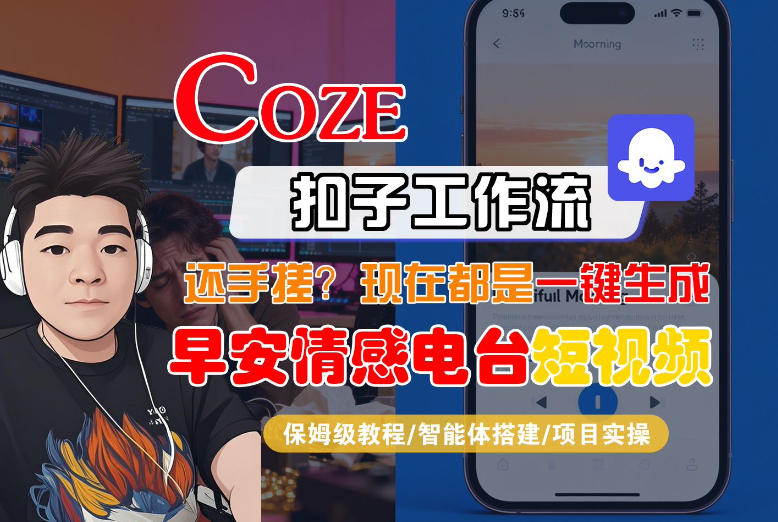 【Coze工作流搭建实操教程】【coze】早安情感电台日签视频还在手动做？用扣子工作流自动生成，省时90%-海之城短剧项目