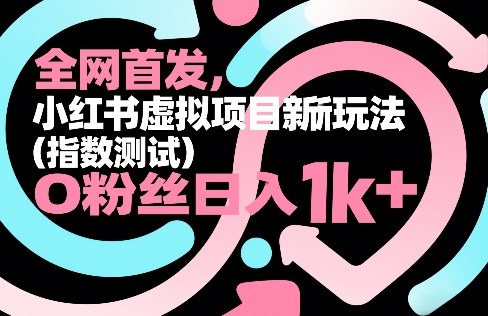全网首发，小红书虚拟项目新玩法（指数测试），0粉丝日入1k+，整个玩法完整拆解！-海之城短剧项目