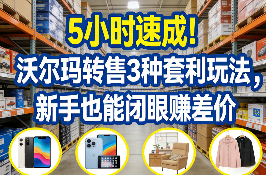 5小时速成！沃尔玛转售3种套利玩法，新手也能闭眼賺差价-海之城短剧项目