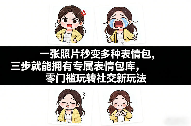 一张照片秒变多种表情包，三步就能拥有专属表情包库，零门槛玩转社交新玩法【文档】-海之城短剧项目