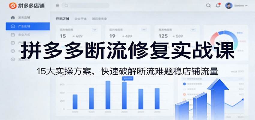 拼多多断流修复实战课：15大实操方案，快速破解断流难题稳店铺流量-海之城短剧项目