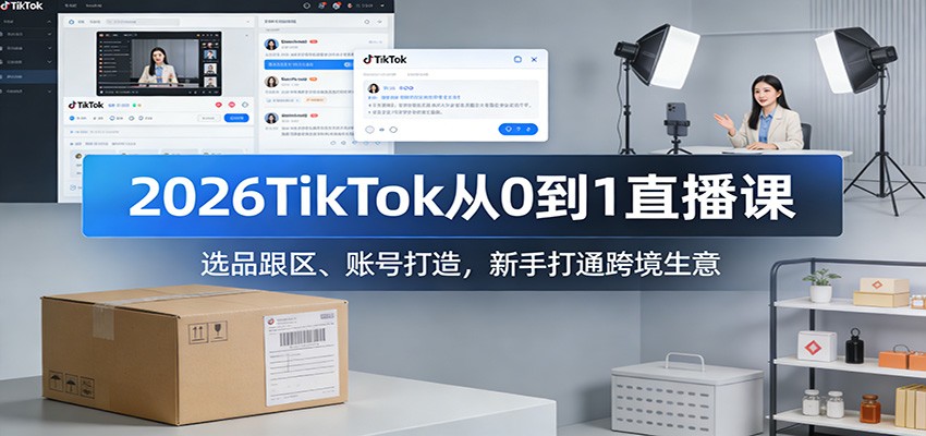 2026TikTok从0到1直播课：选品跟区、账号打造，新手打通跨境生意-海之城短剧项目