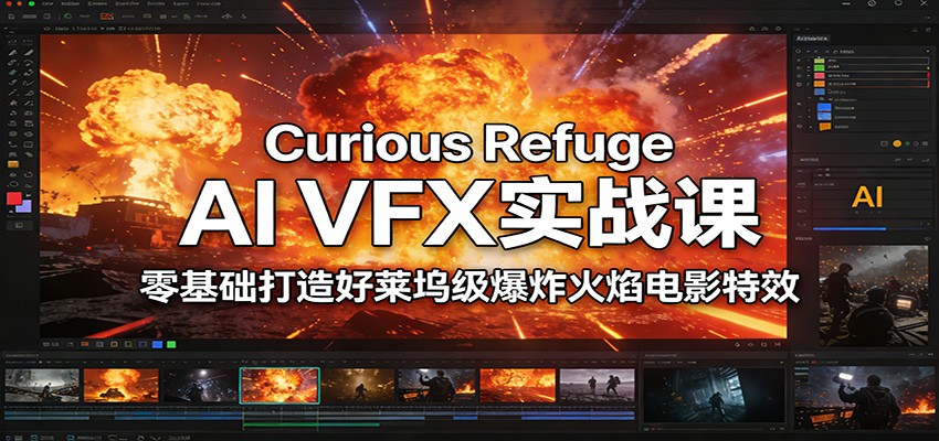 Curious Refuge AI VFX实战课，零基础打造好莱坞级爆炸火焰电影特效-海之城短剧项目