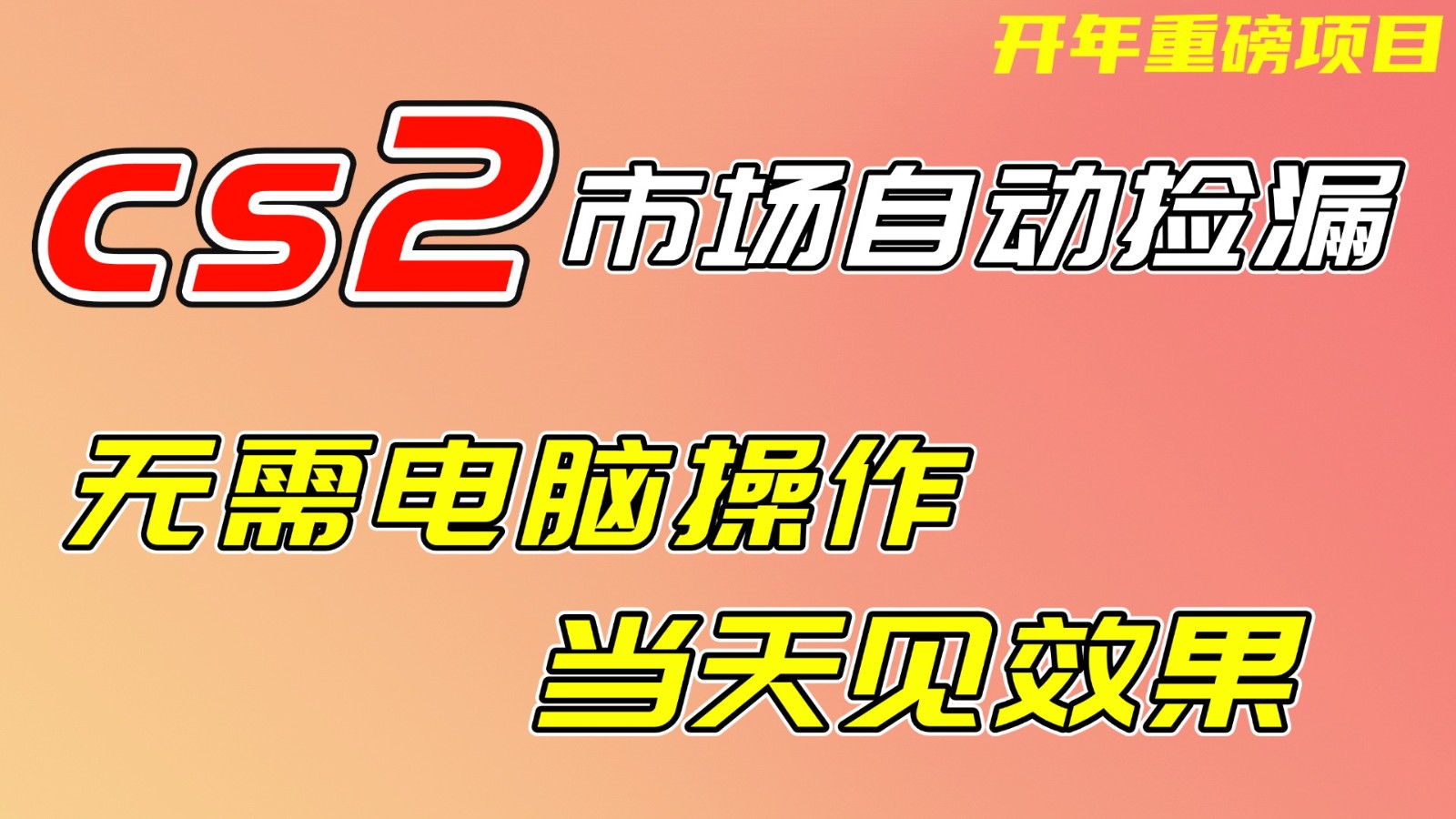 CS2市场挂机项，无需电脑操作，无需进入游戏，当天见效果，支持任何形式验证-海之城短剧项目