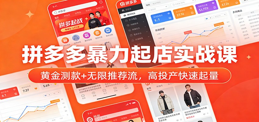 拼多多暴力起店实战课：黄金测款+无限推荐流，高投产快速起量-海之城短剧项目
