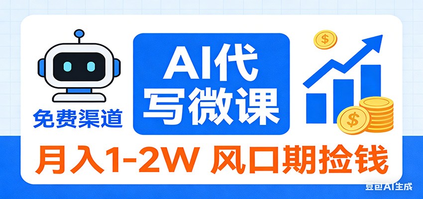 2026告别打工！AI 代写微课，提供免费渠道，月入 1-2W 风口期捡钱-海之城短剧项目