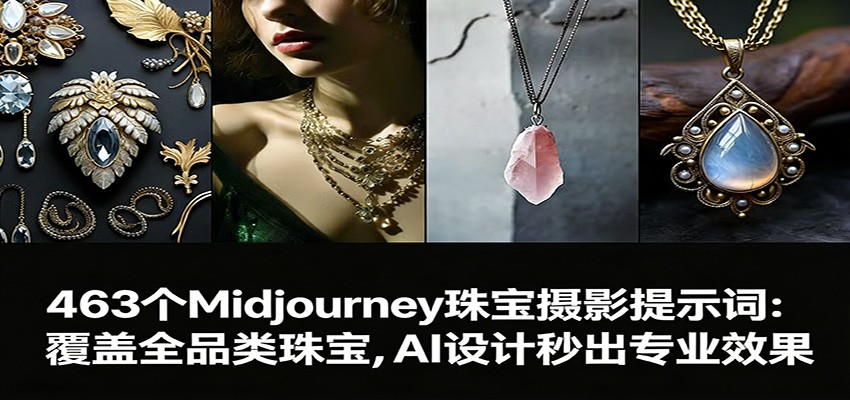 463个Midjourney珠宝摄影提示词：覆盖全品类珠宝，AI设计秒出专业效果-海之城短剧项目