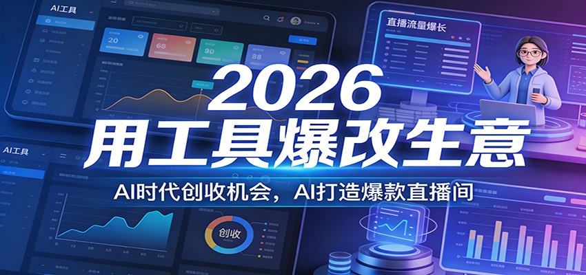 2026用工具爆改生意，AI时代创收机会，AI打造爆款直播间-海之城短剧项目