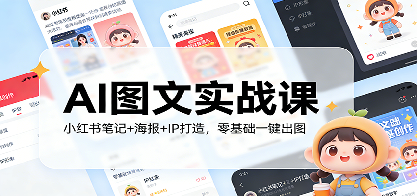 AI图文实战课：小红书笔记+海报+IP打造，零基础一键出图-海之城短剧项目