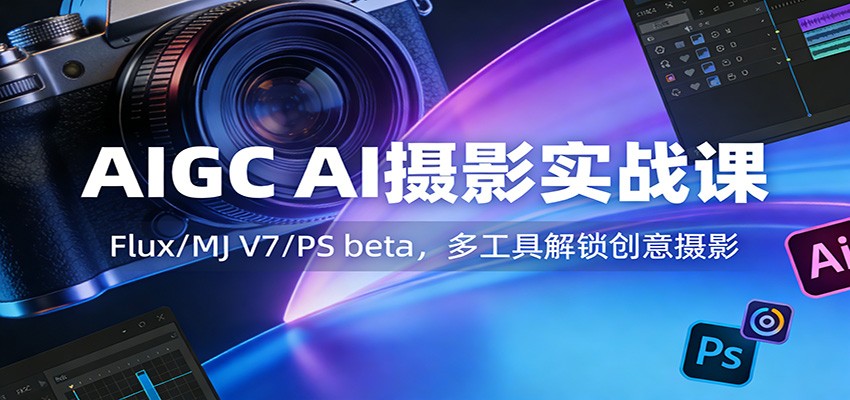 AIGC AI摄影实战课：Flux/MJ V7/PS beta，多工具解锁创意摄影-海之城短剧项目