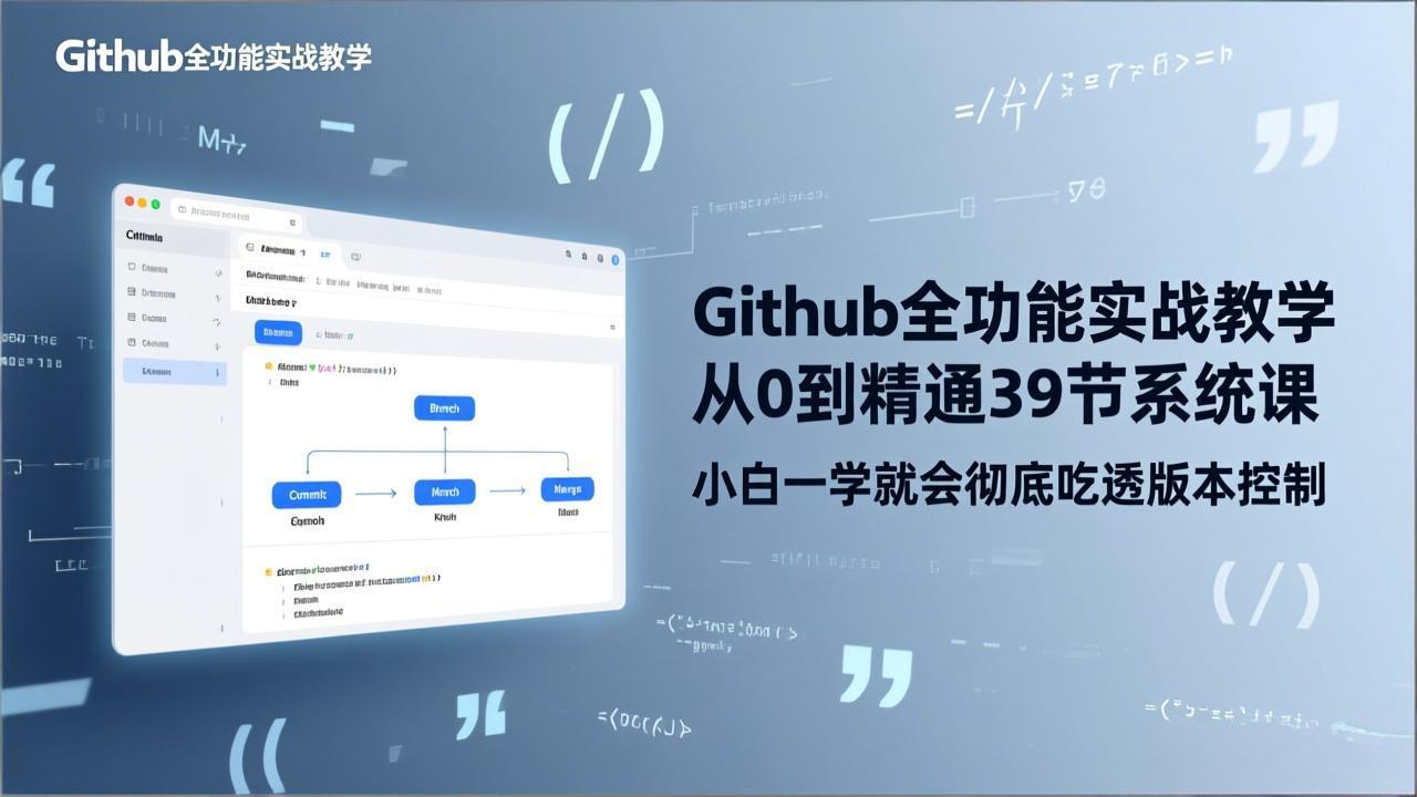 GitHub-全功能实战教学，从0到精通39节系统课，小白一学就会彻底吃透版本控制-海之城短剧项目