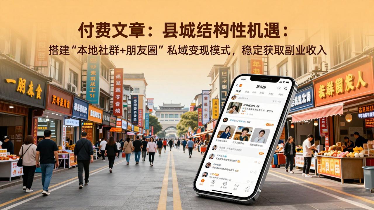付费文章：县城结构性机遇：搭建“本地社群+朋友圈”私域变现模式，稳定获取副业收入-海之城短剧项目