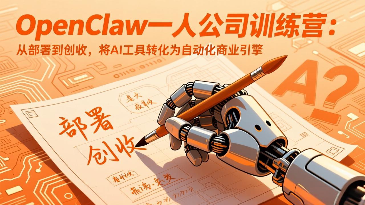 OpenClaw一人公司训练营：从部署到创收，将AI工具转化为自动化商业引擎-海之城短剧项目