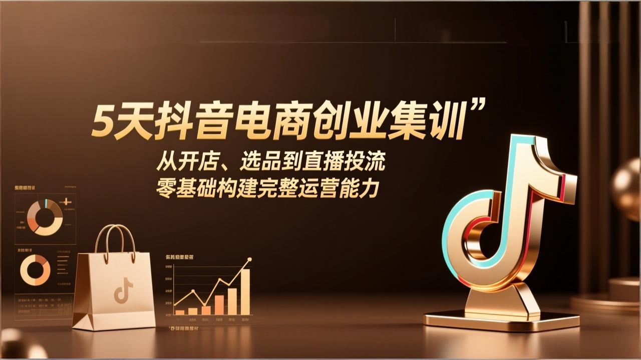 5天抖音电商创业集训：从开店、选品到直播投流，零基础构建完整运营能力-海之城短剧项目