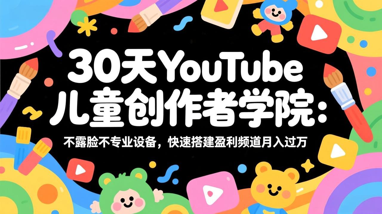 30天YouTube儿童创作者学院：不露脸不专业设备，快速搭建盈利频道月入过万-海之城短剧项目